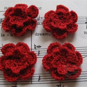 Crochet flower 3cm - Red