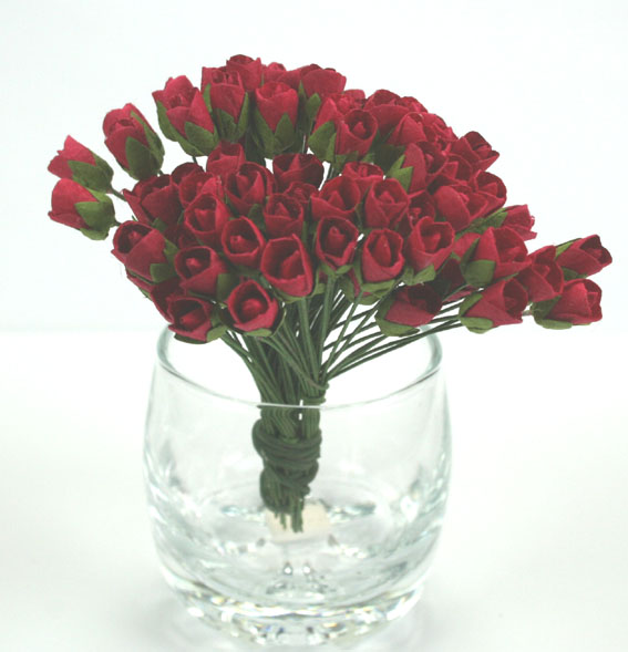 Green Tara - Paper Flowers - Mini Rose - Red