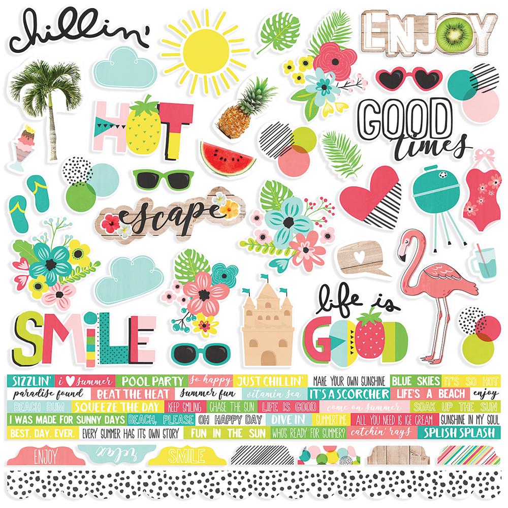 Simple Stories - Hello Summer - 12x12 Combo Stickers